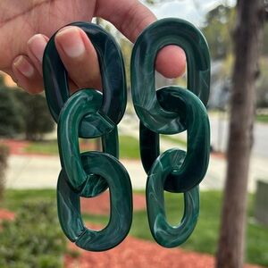 Zara Green Chain Link Earrings